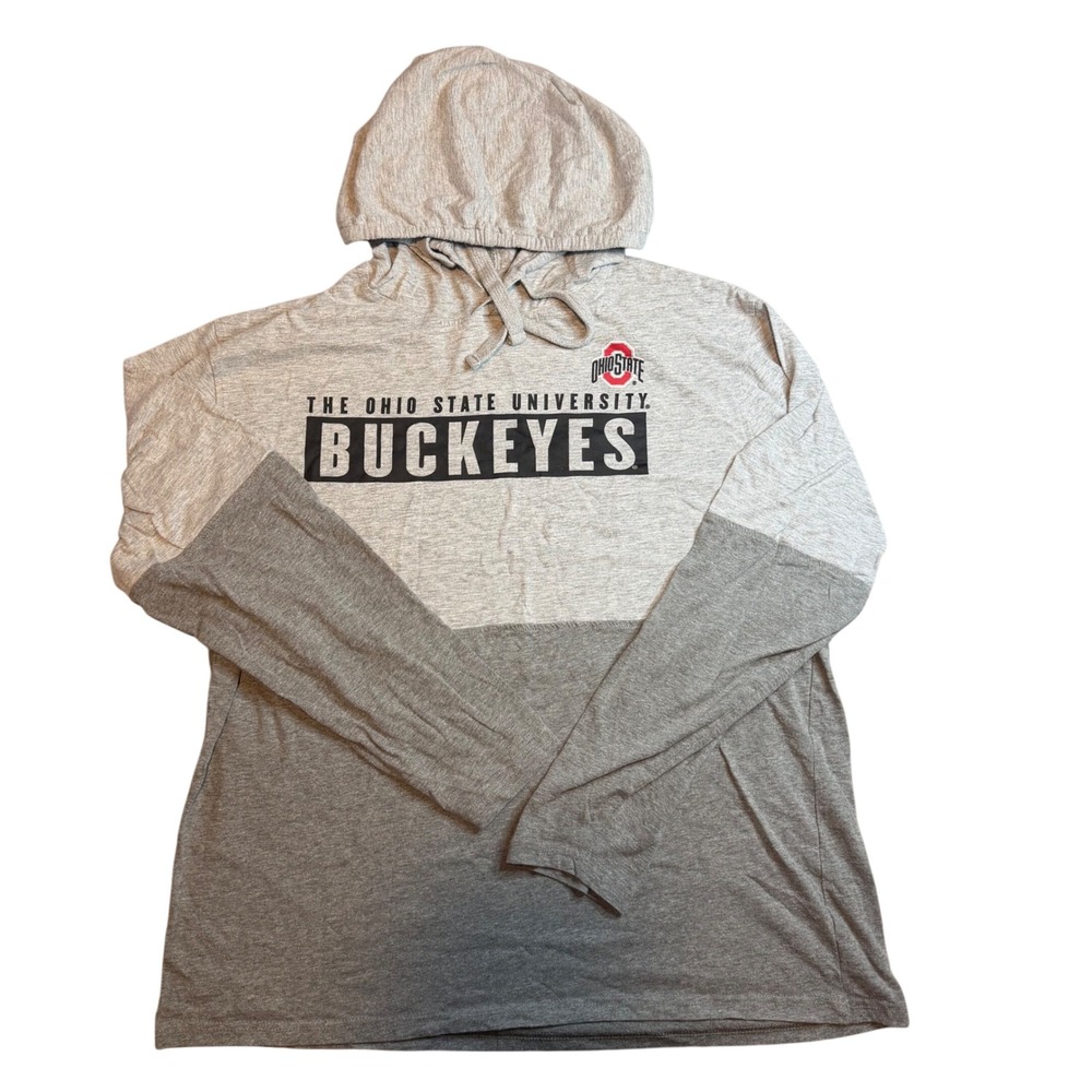 Ohio State University Buckeyes Hoodie Mens XL Grey Colorblock Lightweight Shirt